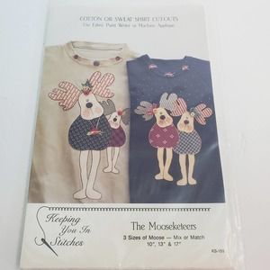 Vintage 1992 Christmas Keeping You In Stitches The Mooseketeers Pattern NOS